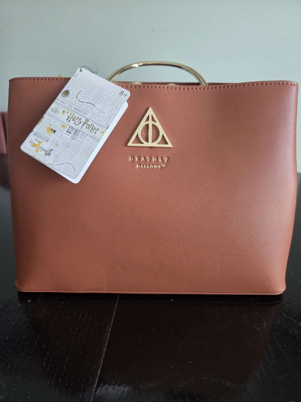 Brown Women's Tote Bag with Gold Accent